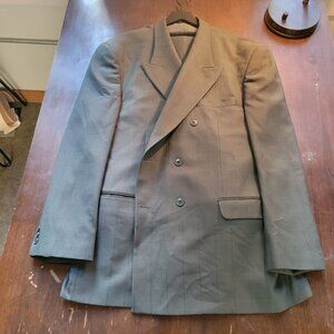 Giorgio Cosani Dark Green Pinstripe Peak Lapel Double Breated Suit Mens Size 48